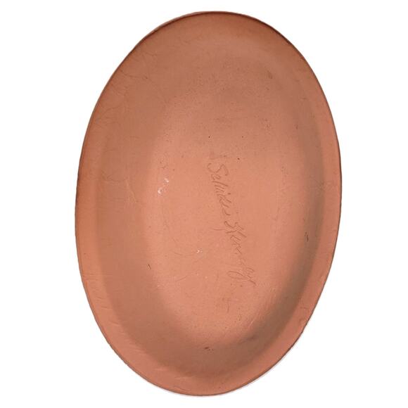 Selinda Kennedy Redware Hand-Painted Pottery Flower Oval Dish Signed Collectible - Picture 5 of 7